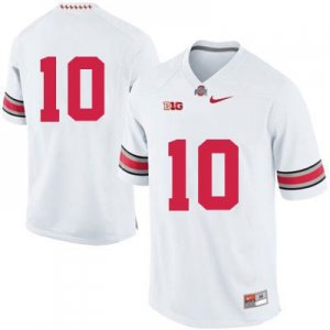 Men's NCAA Ohio State Buckeyes Only Number #10 College Stitched Authentic Nike White Football Jersey VV20D57RW